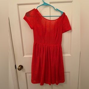 Plenty by Tracy Reese Coral/Orange Lace Dress with Keyhole Back
